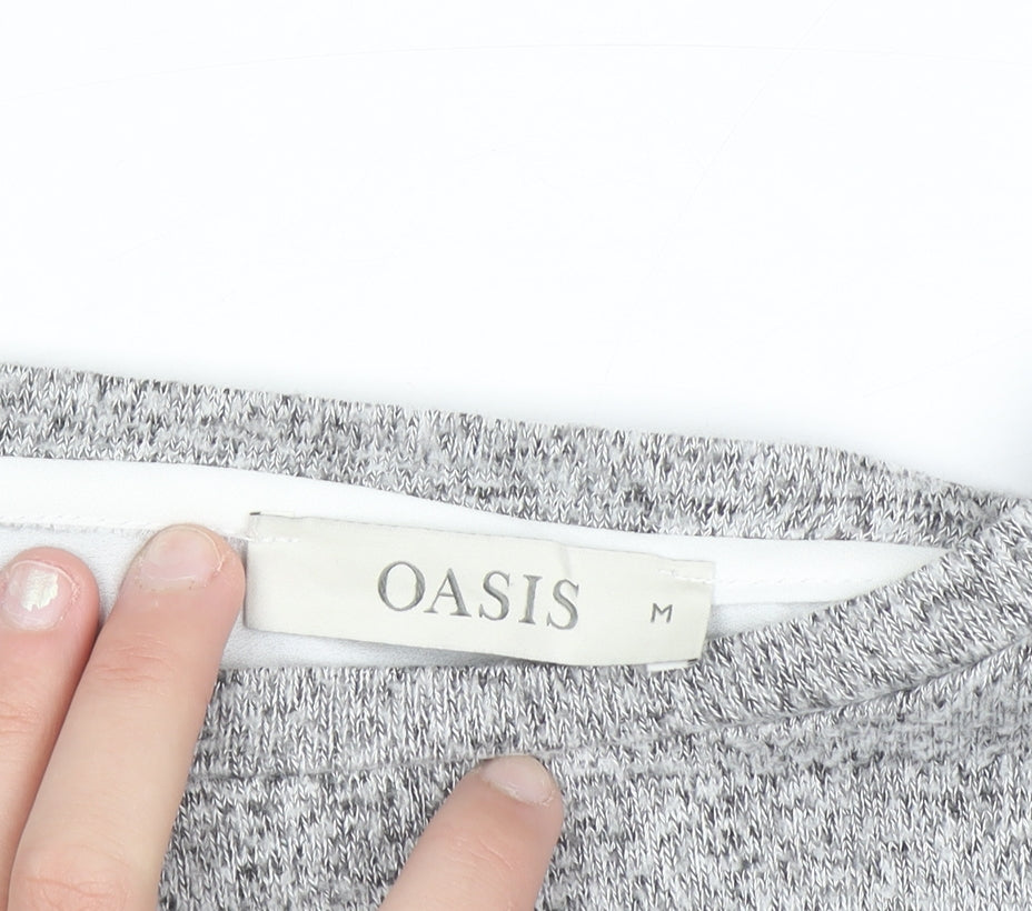 Oasis Women Grey Knit Twist Front Pullover Jumper Size M