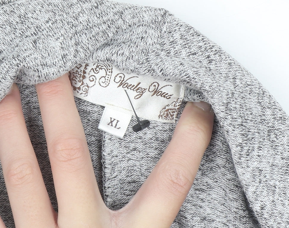 Voulez Vous Womens Grey Roll Neck Long Sleeve Pullover Jumper XL