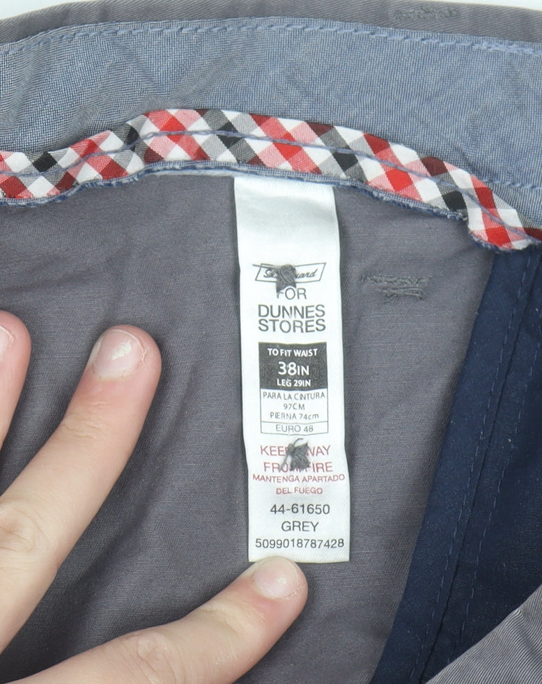 Dunnes Stores Men's Grey Chino Trousers 38x29 Regular Fit