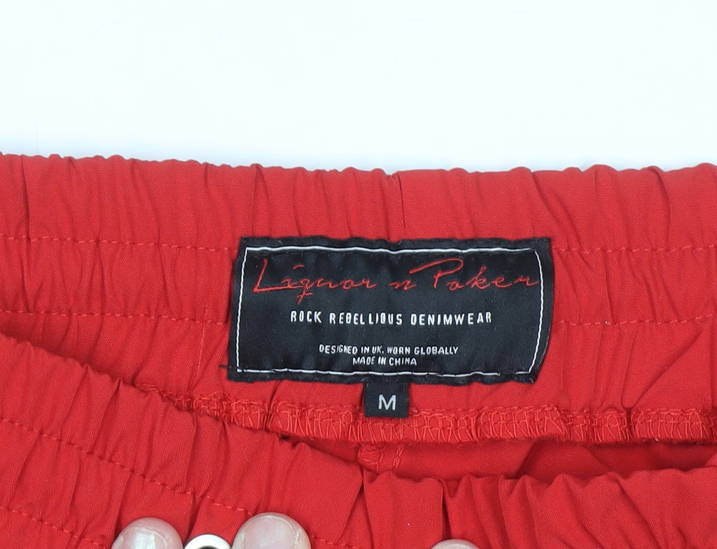 Liquor N Poker Men's Red Jogger Trousers M Elastic Waist