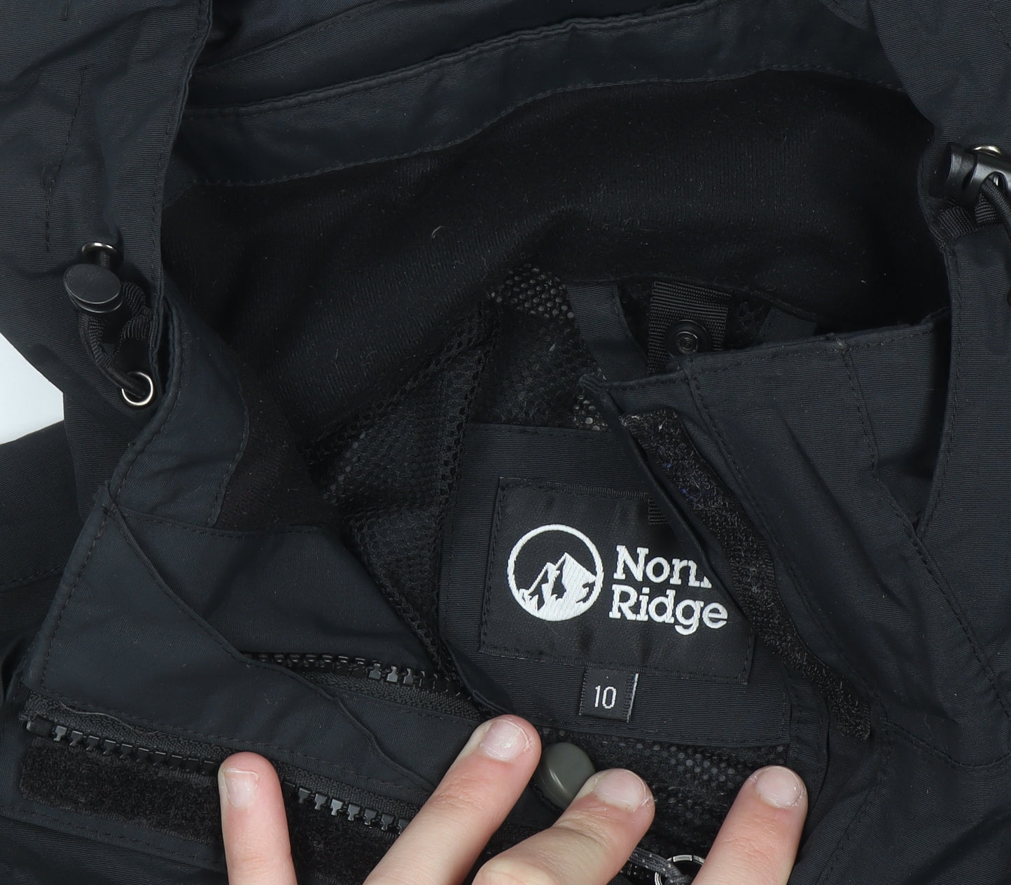 North Ridge Women's Black Hooded Parka Jacket Size 10 Waterproof