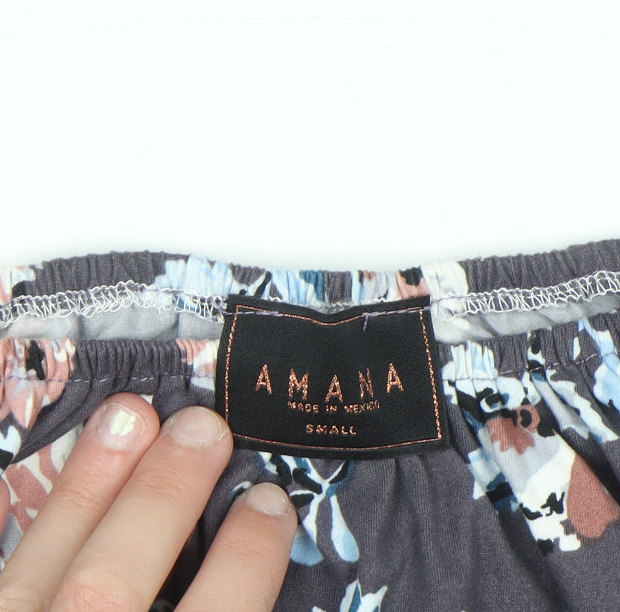 Amana Women’s Multicoloured Floral Off Shoulder Tunic Blouse Small