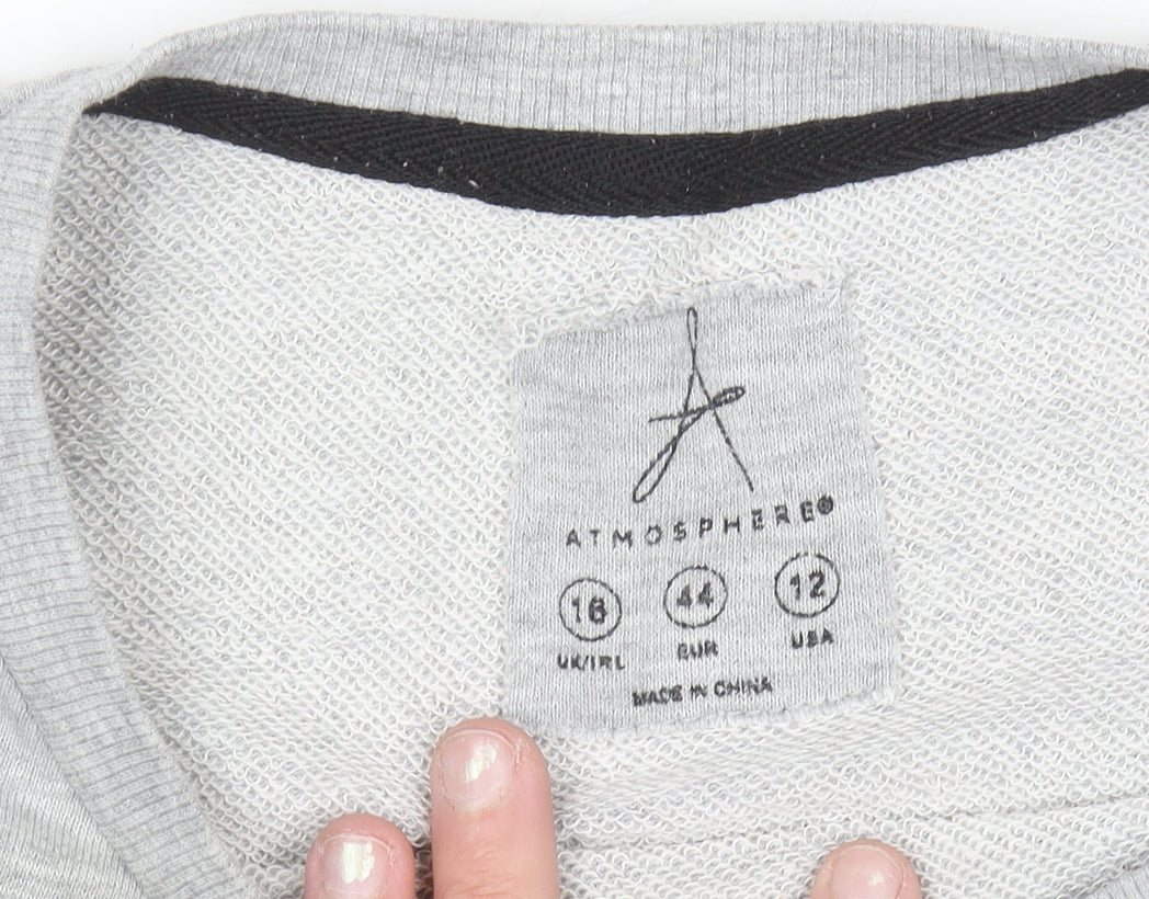 Atmosphere Women's Grey 'You.Me.Oui' Slogan Pullover Sweatshirt Size 16