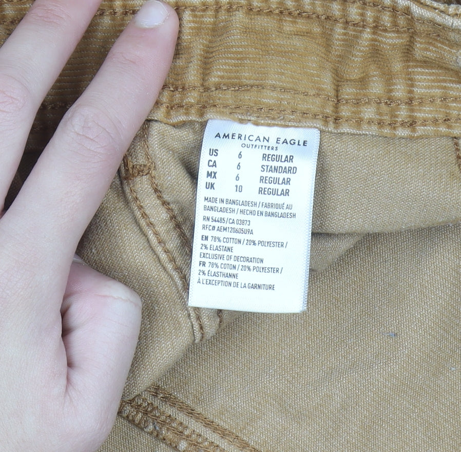 American Eagle Women's Brown Corduroy A-Line Short Skirt Size 10