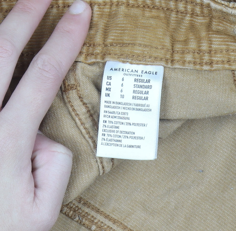 American Eagle Women's Brown Corduroy A-Line Short Skirt Size 10