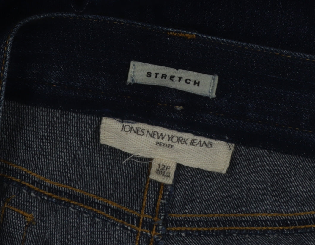 Jones New York Womens Blue Straight Mid Rise Stretch Petite Jeans Size 12P