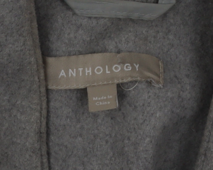 Anthology Women’s Grey Embroidered Belted Wool Blend Trench Coat Size 12