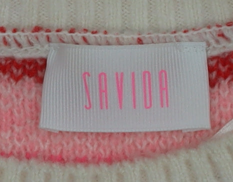 Savida Womens Multicoloured Heart Knit Crew Neck Pullover Jumper Size 10