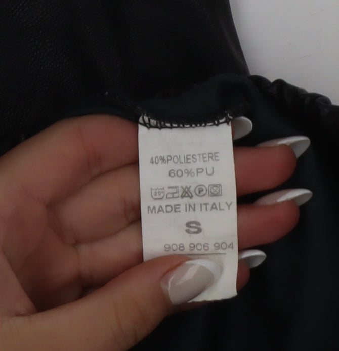 I SAW IT FIRST Womens Black Faux Leather Jogger Trousers Size S