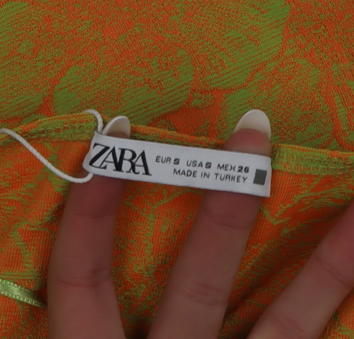 Zara Womens Orange Floral Camisole Bodysuit S
