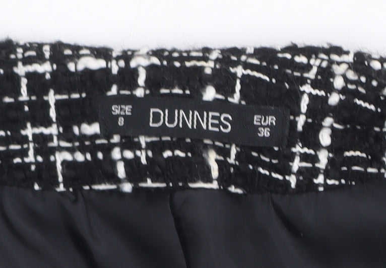 Dunnes Women Black & White Bouclé Cropped Blazer Size 8