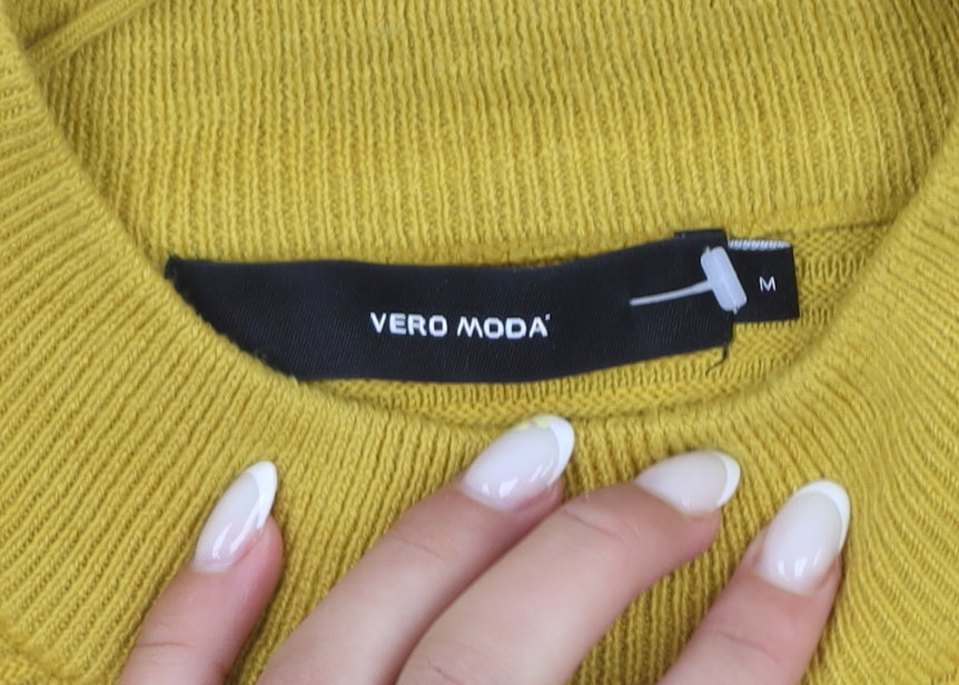 Vero Moda Women Yellow Roll Neck Knit Pullover Jumper Size M