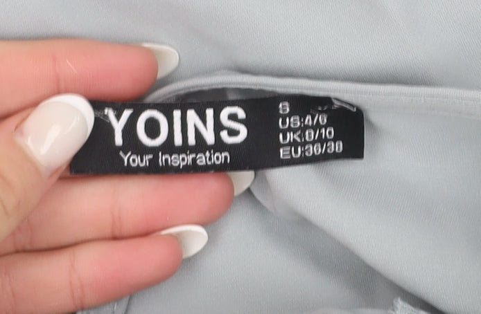 Yoins Women’s Grey Zip Neck Chiffon Blouse Size S