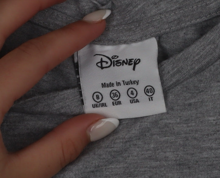 Disney Women’s Grey Mickey Mouse T-Shirt Size 8 Short Sleeve Casual