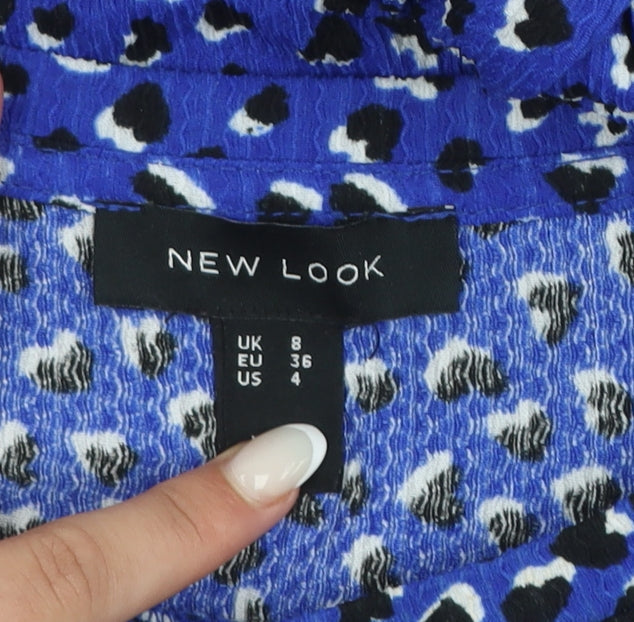 New Look Women Blue Animal Print A-Line Dress Size 8