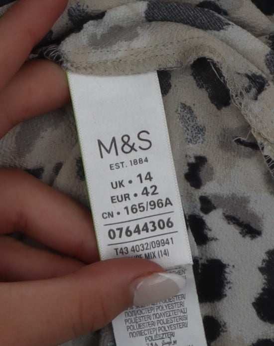 Marks & Spencer Women’s Beige Animal Print Blouse Size 14