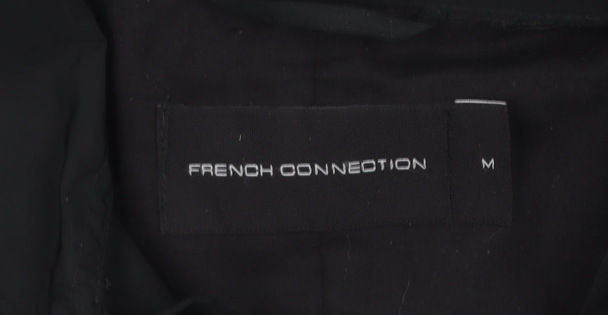 French Connection Men's Black Mid-Length Polyester Overcoat M