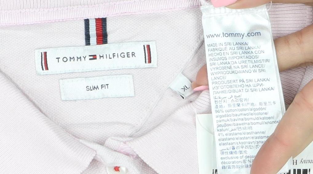 Tommy Hilfiger Women's Pink Slim Fit Cotton Polo Shirt XL