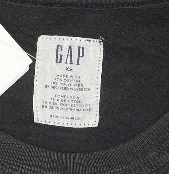 GAP Men's Black XS Pullover Logo Sweatshirt Crew Neck Cotton Blend