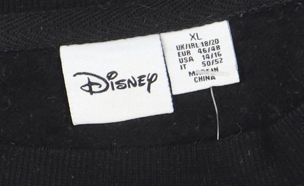 Disney Women’s Black XL Pullover Sweatshirt with Logo Print