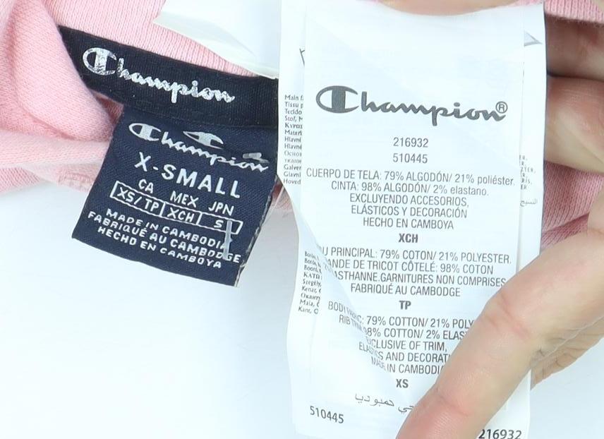 Champion Women's Pink Pullover Hoodie Size XS Logo Cotton Blend