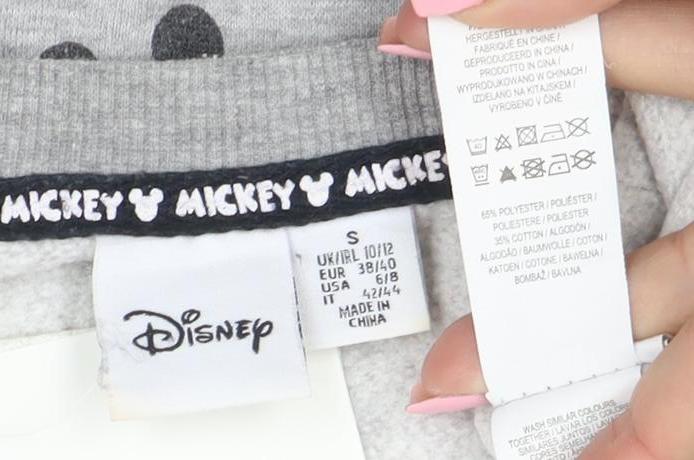 Disney Women Grey Mickey Mouse Pullover Sweatshirt Size S