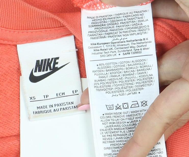 Nike Men's Coral Crew Neck Logo Sweatshirt XS Cotton Blend