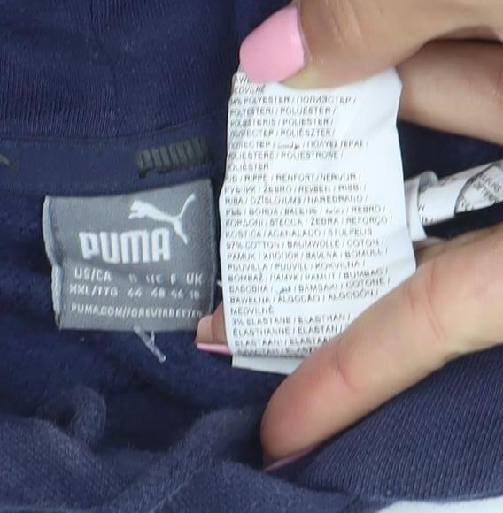Puma Womens Navy Blue Pullover Hoodie Size XL Cotton Blend