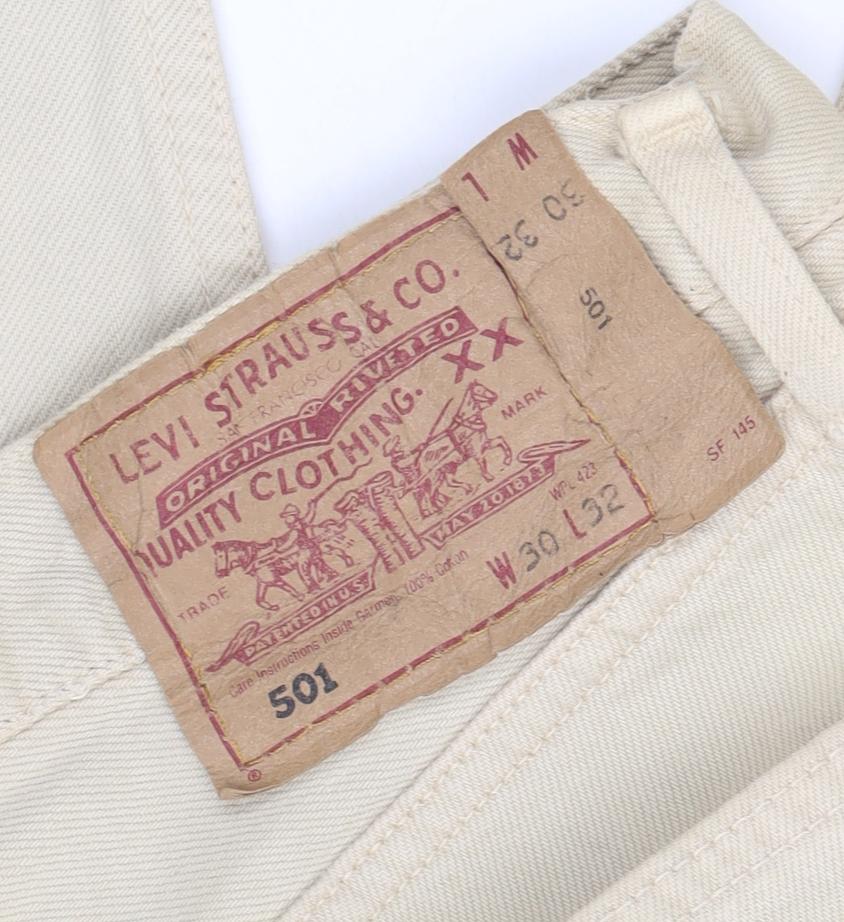 Levi's 501 Men's Beige Straight Jeans W30 L32 Cotton Classic Fit