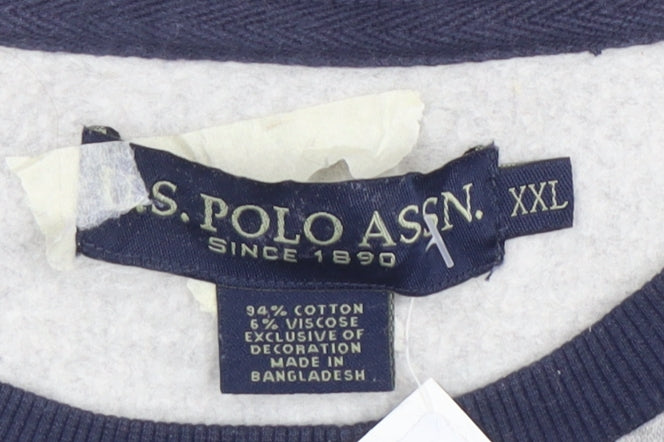 U.S. Polo Assn. Men's Grey Sweatshirt XXL Crew Neck Cotton Blend