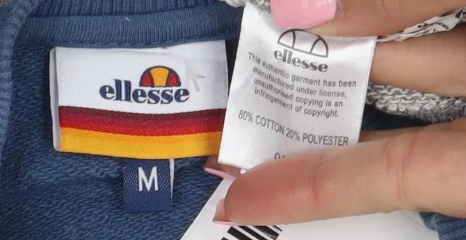 Ellesse Men’s Blue White Grey Colour Block Sweatshirt M Regular Fit