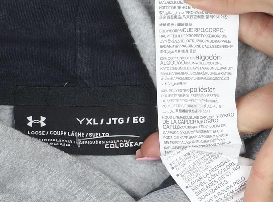 Under Armour Boys Grey Loose Fit Pullover Hoodie Size YXL