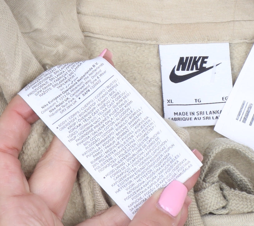 Nike Men's Beige XL Pullover Hoodie Fleece Sweatshirt