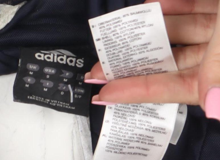 Adidas Men's Blue M Retro Bomber Jacket Full Zip Lined Sportswear