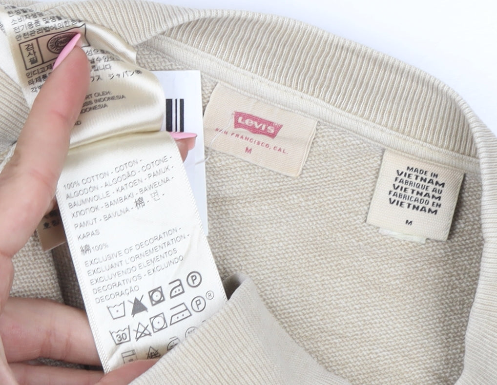 Levi's Men's Beige Cotton Crew Neck Pullover Sweatshirt M