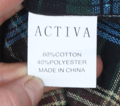 Activa Men's Multicoloured Plaid Flannel Button-Up Shirt L