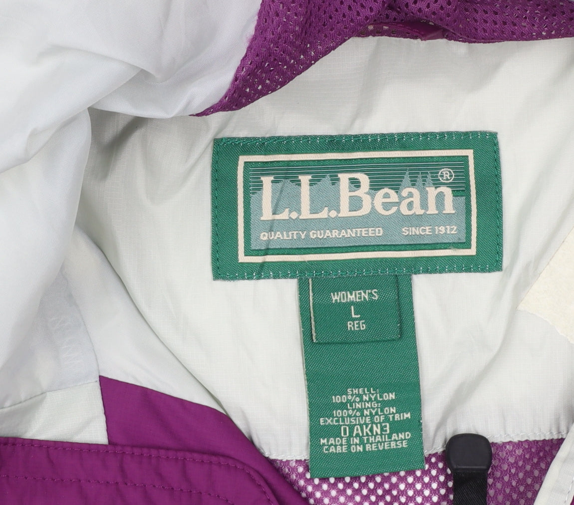 L.L.Bean Women's Purple Waterproof Hooded Rain Jacket L Regular