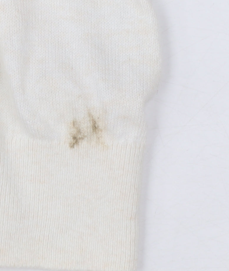 Tommy Hilfiger Men's Ivory Cotton Cashmere Pullover Jumper Size S