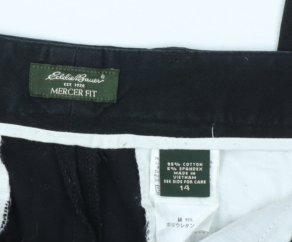 Eddie Bauer Women Black Cotton Blend Mercer Fit Trousers Size 14