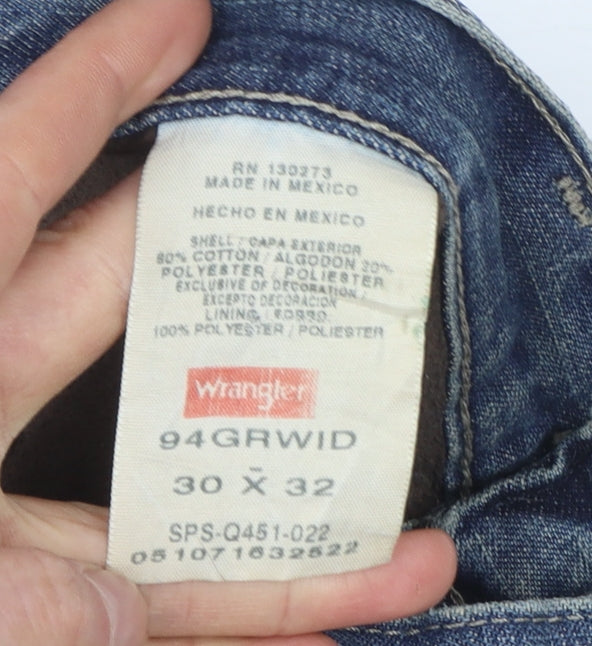 Wrangler Men's Blue Straight Denim Jeans 30x32 Regular Fit