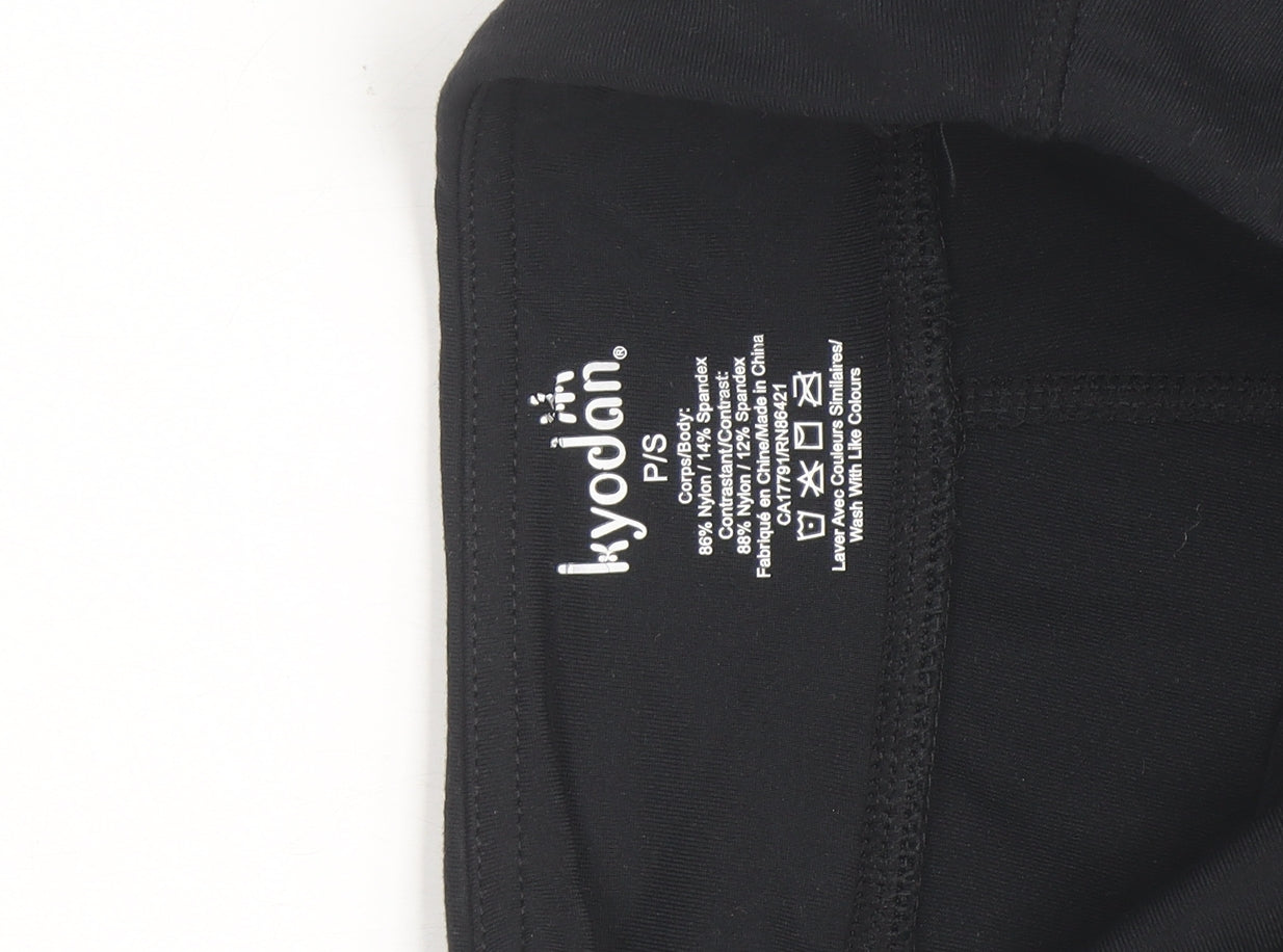 Kyodan Womens Black Small Leggings Reflective Zip Pocket Activewear