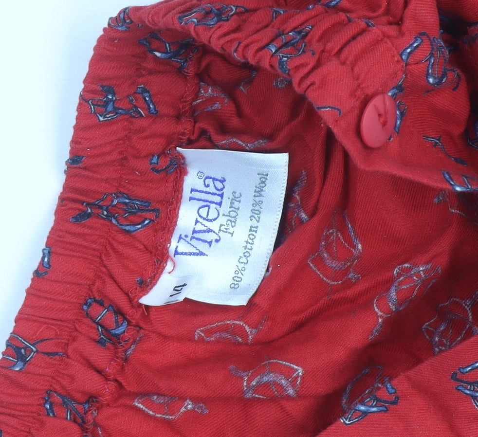 Viyella Women Red Floral Cotton Wool Midi A-Line Skirt M