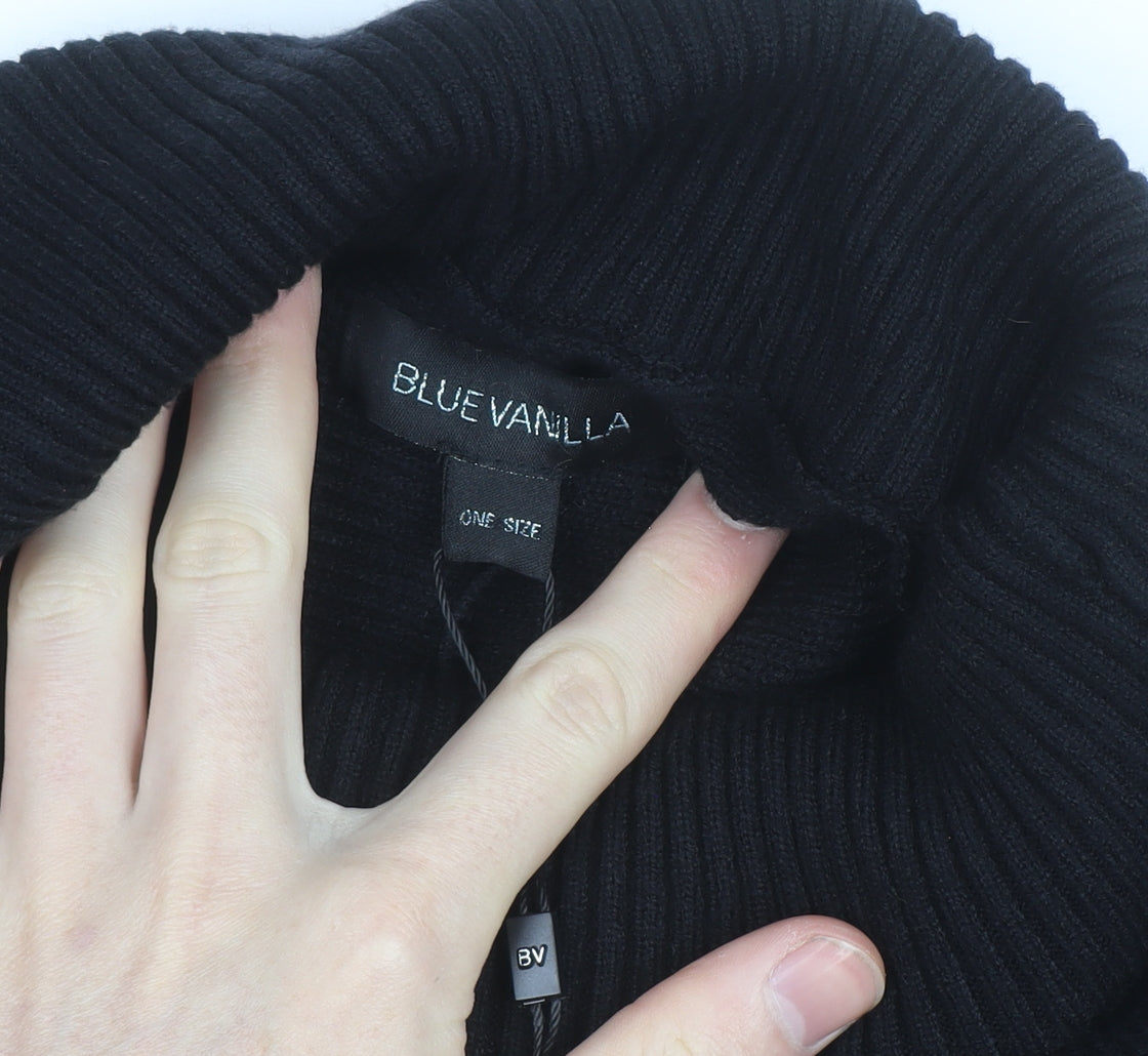 Blue Vanilla Women's Black Roll Neck Relaxed Fit Knit Jumper One Size
