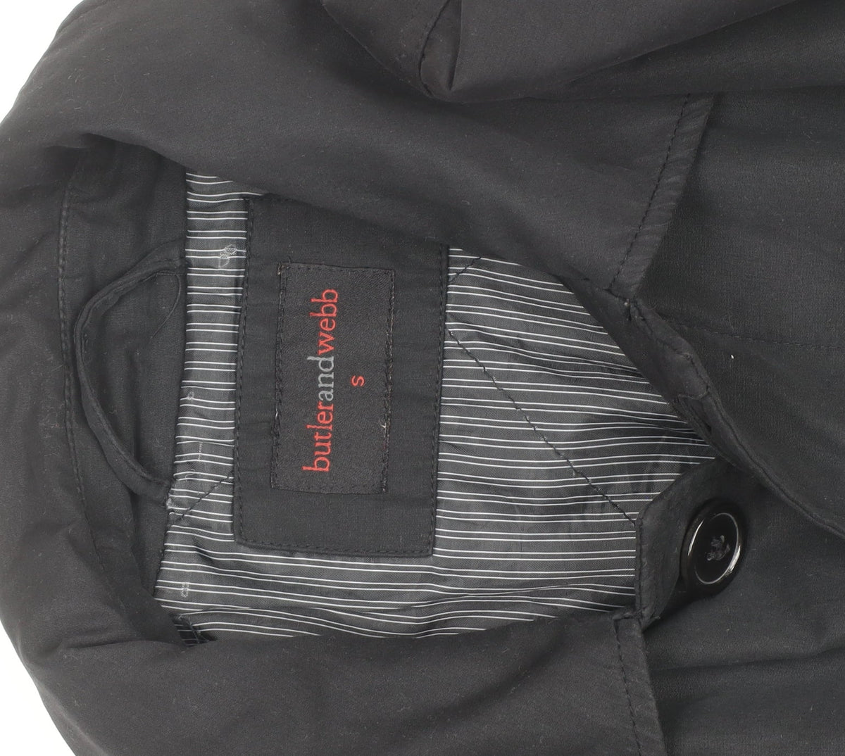 Butler & Webb Men's Black Cotton Blend Long Overcoat S