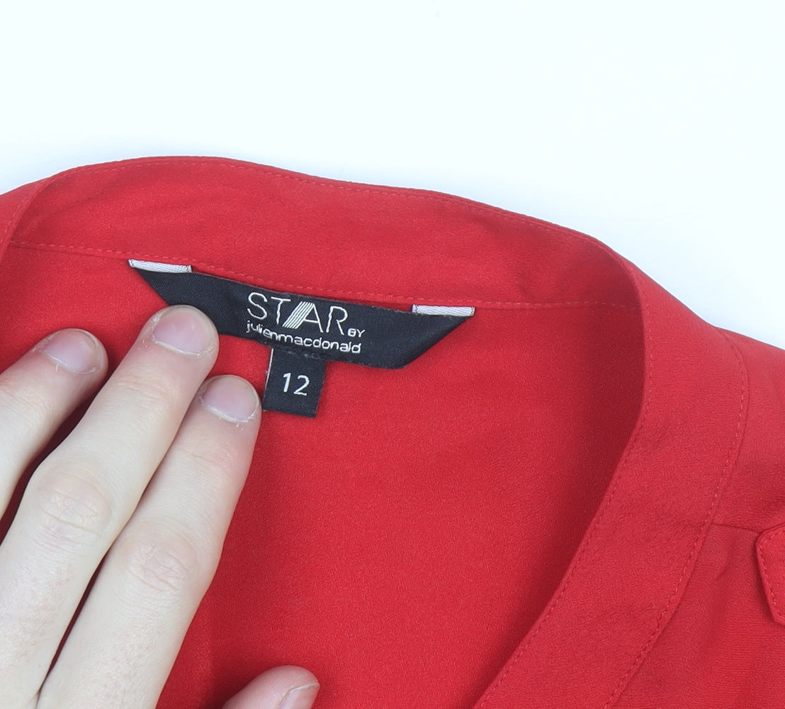 Star by Julien Macdonald Red Women's Size 12 Tunic Blouse