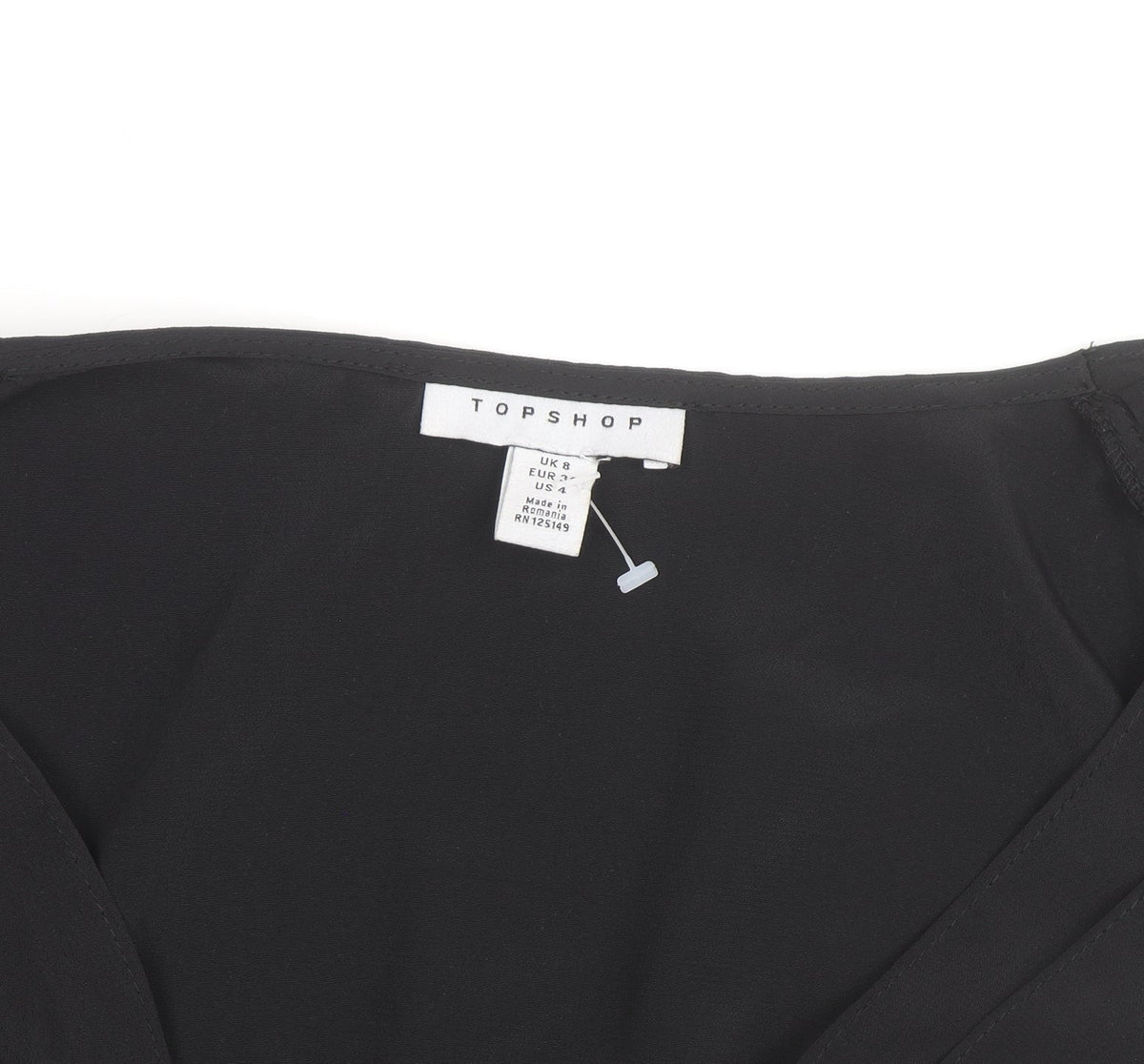 Topshop Women's Black Wrap Chiffon Blouse Size 8