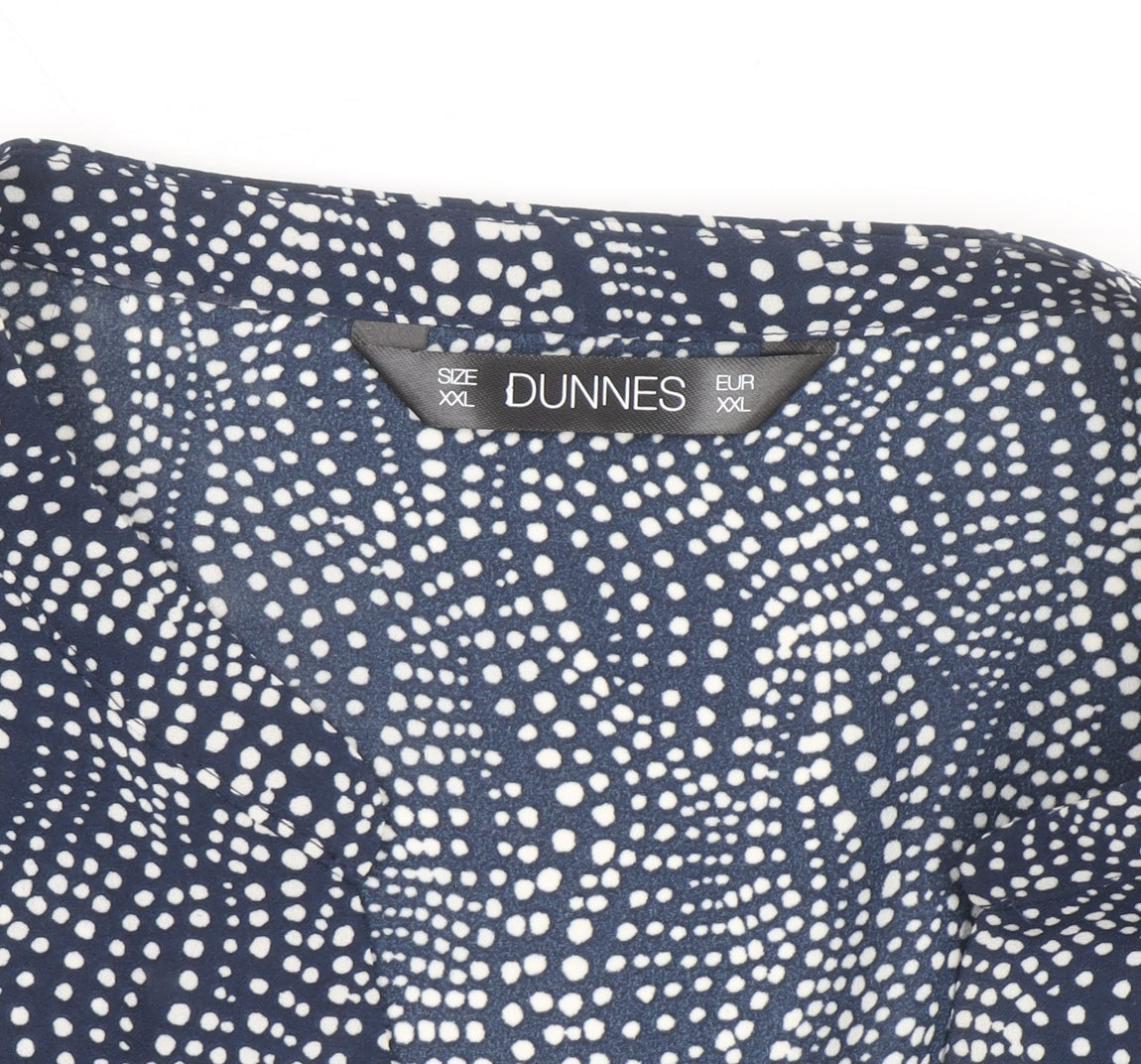 Dunnes Women’s Blue Geometric Long Sleeve Tunic Blouse Size XL