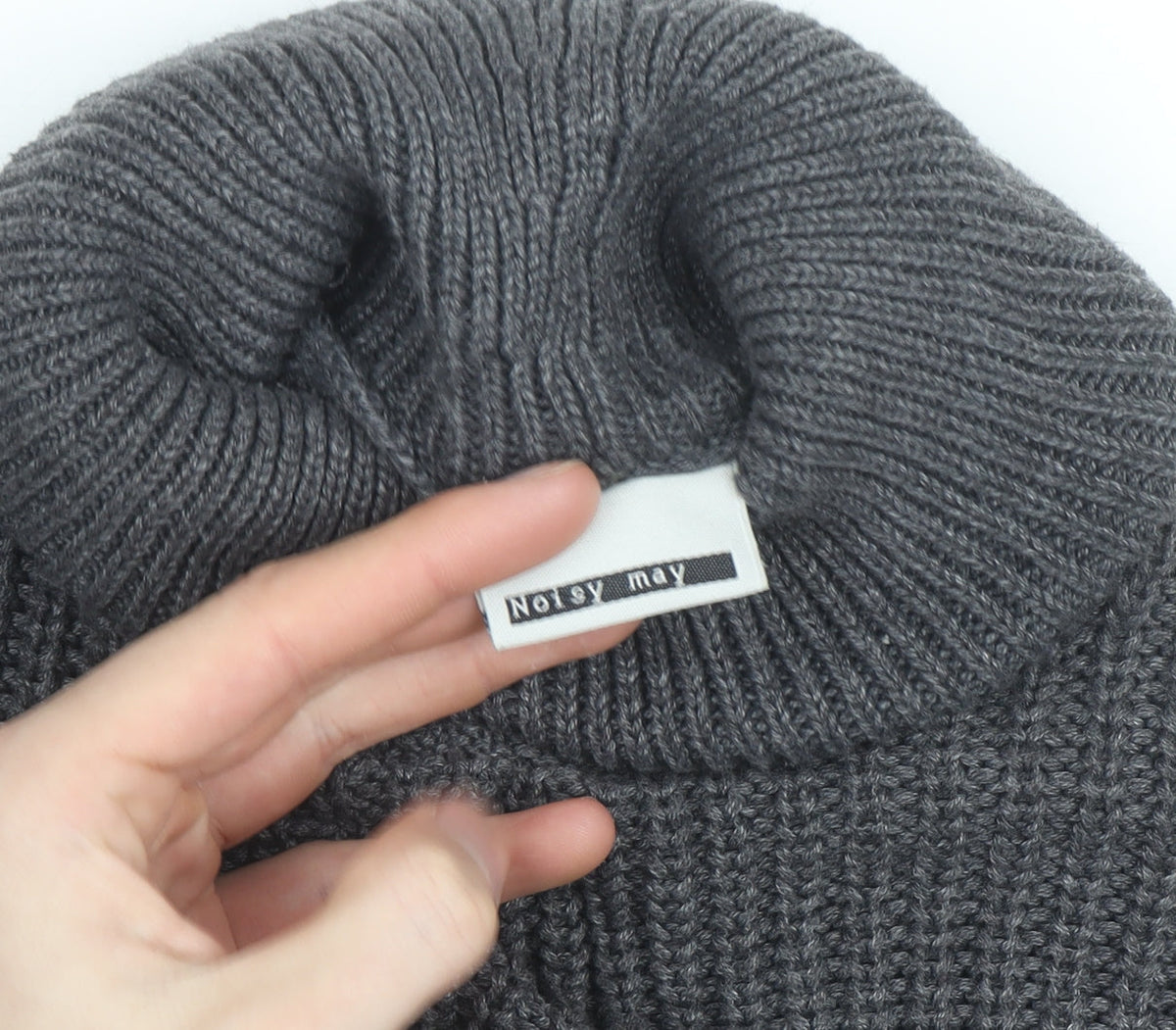 Noisy May Women Grey Roll Neck Chunky Knit Jumper Size S