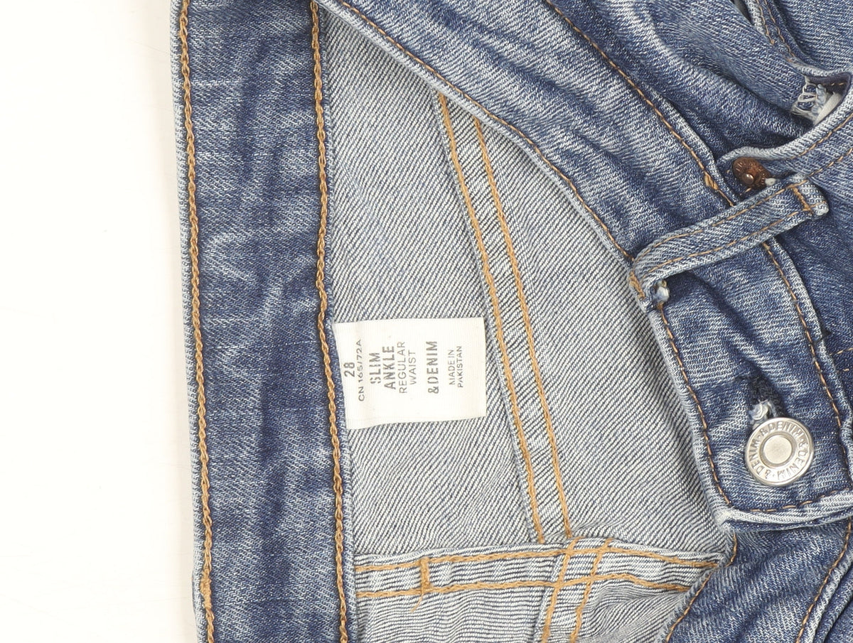 H&M Women’s Blue Slim Ankle Jeans Size 10 Regular Fit Denim