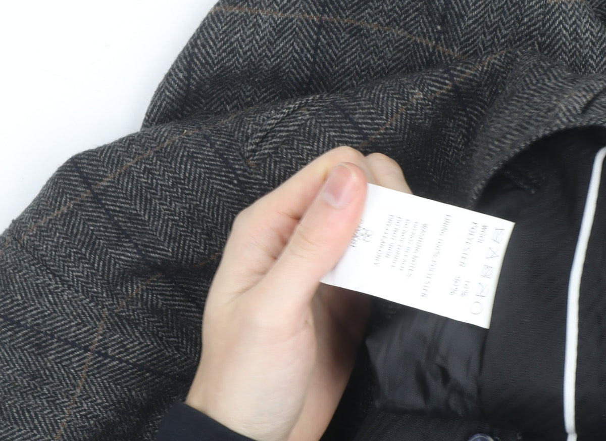 Farbo Men's Grey Wool Blend Checked Dress Trousers 34R